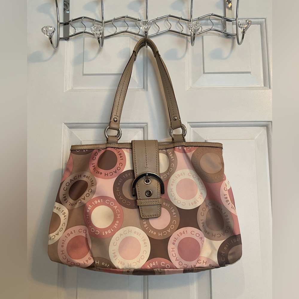 Pink and beige Coach bag